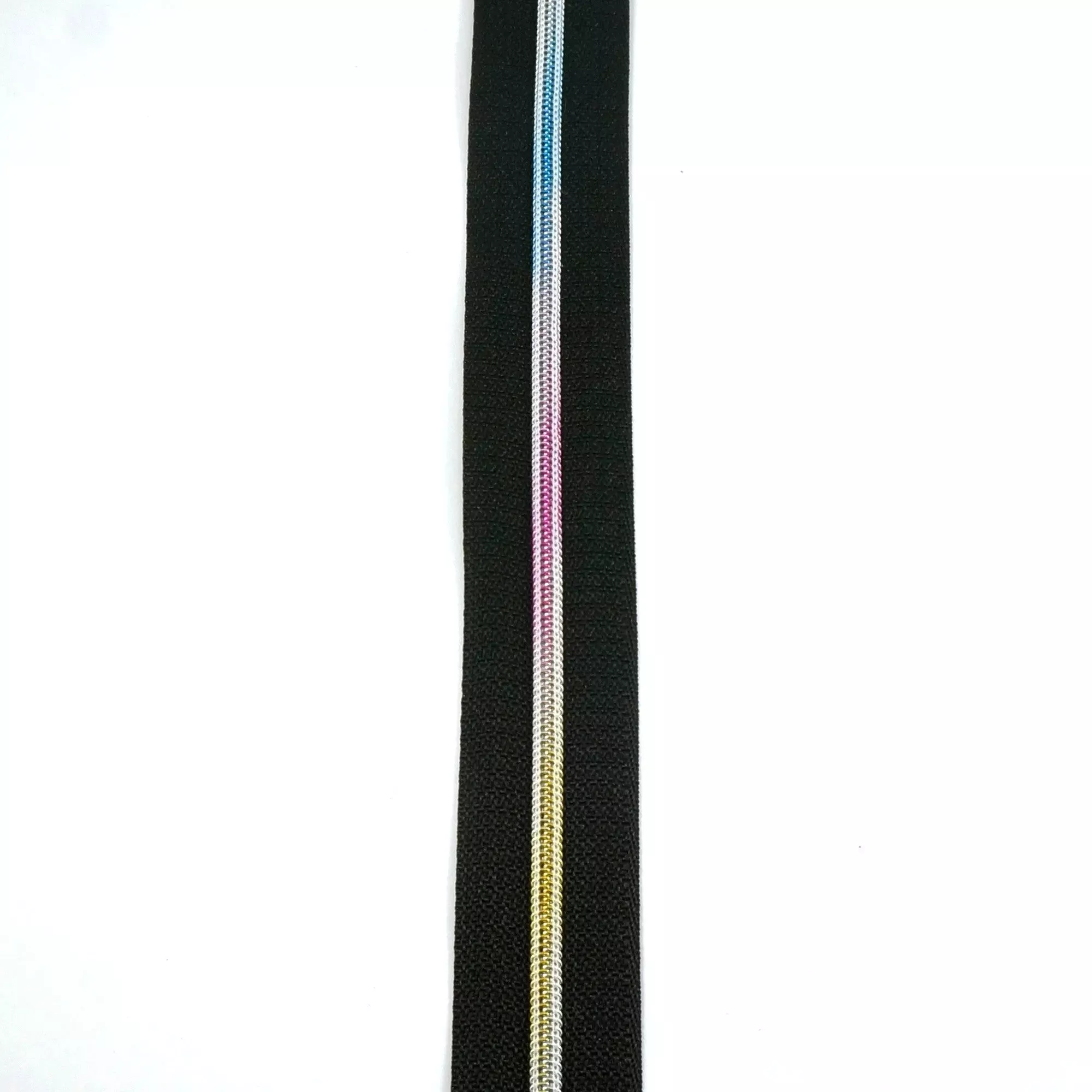 #3 Emmaline Zippers-by-the-Yard 3yds Black Rainbow Teeth