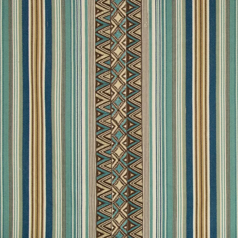Dallol Stripe Teal/Brown Fabric By The Yard