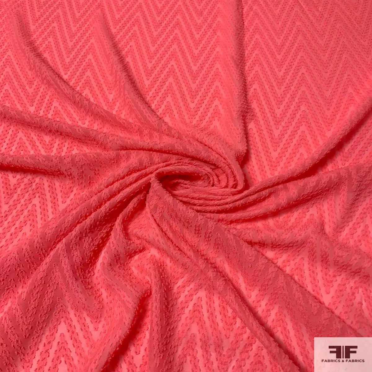Zig Zag Clip Polyester Chiffon – Hot Coral