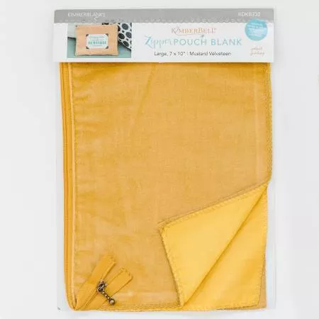 Zipper Pouch Blank Mustard Velveteen Large - KDKB232