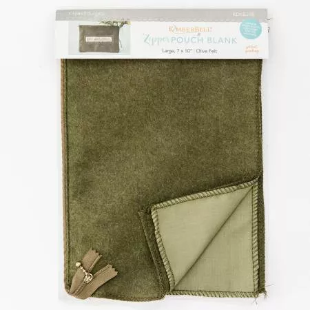 Zipper Pouch Blank Olive Felt Large - KDKB228