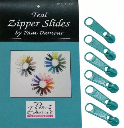Zipper Slides, 6 Large Tab; Teal - ZIP-E
